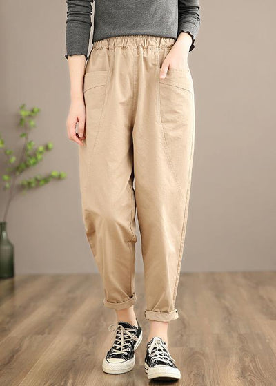 Simple Khaki Trousers Slim Spring elastic waist Wardrobes Pant - bagstylebliss