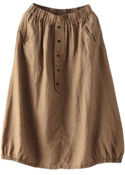 Simple Mulberry Retro Patchwork Pockets Summer Linen Skirt - bagstylebliss