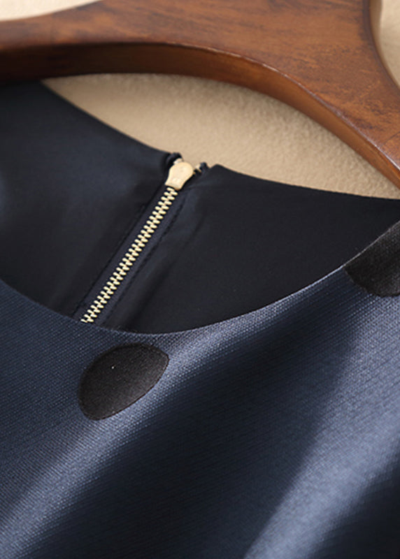 Simple Navy Zip Up Dot Long Kleider ärmellos