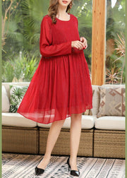 Simple Red Asymmetrical Design Chiffon Summer Dress - bagstylebliss