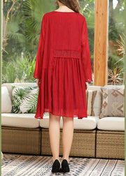 Simple Red Asymmetrical Design Chiffon Summer Dress - bagstylebliss