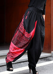 Simple Red High Waist Print Harem Winter Pants