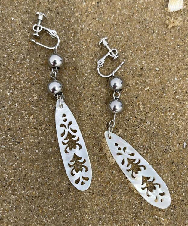 Simple Silk Stainless Steel Hollow Out Drop Earrings