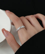 Simple Silk Sterling Silver Geometry Rings