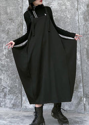 Simple Spaghetti Strap asymmetric spring Tunics Wardrobes black Dress - bagstylebliss