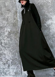 Simple Spaghetti Strap asymmetric spring Tunics Wardrobes black Dress - bagstylebliss