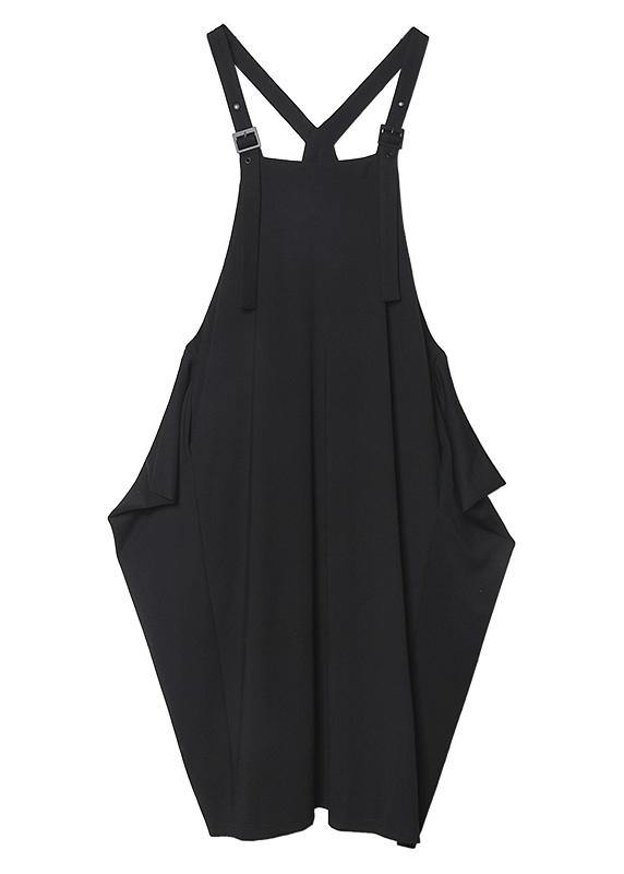 Simple Spaghetti Strap asymmetric spring Tunics Wardrobes black Dress - bagstylebliss