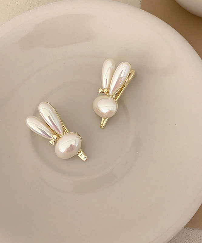 Simple White A Pair Alloy Little Rabbit Hairpin