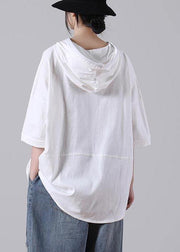 Simple White Half Sleeve Cotton Tops Summer - bagstylebliss