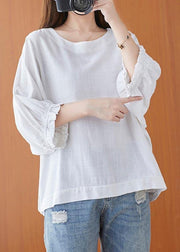 Simple White O-Neck Cotton Top Summer - bagstylebliss