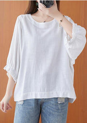 Simple White O-Neck Cotton Top Summer - bagstylebliss