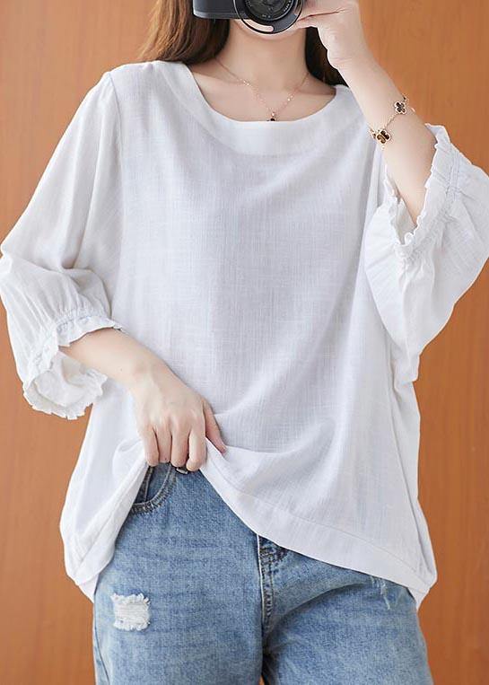 Simple White O-Neck Cotton Top Summer - bagstylebliss