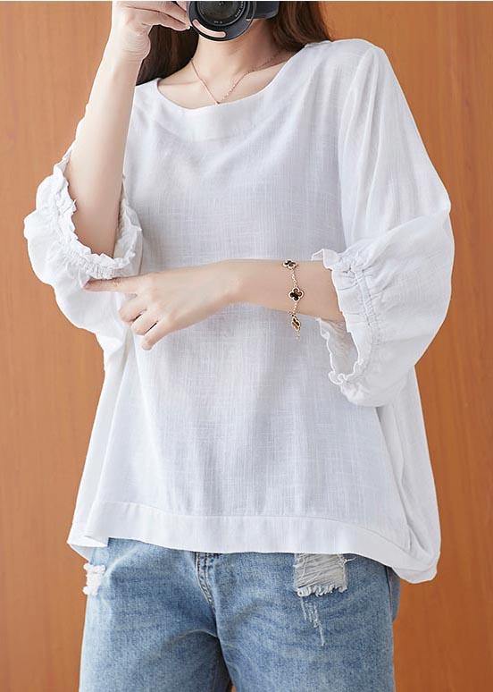 Simple White O-Neck Cotton Top Summer - bagstylebliss