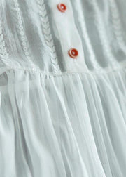 Simple White tie waist Long sleeve Party Summer Chiffon Dress - bagstylebliss