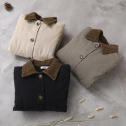 Simple beige Fine crane coats Work lapel patchwork outwear - bagstylebliss