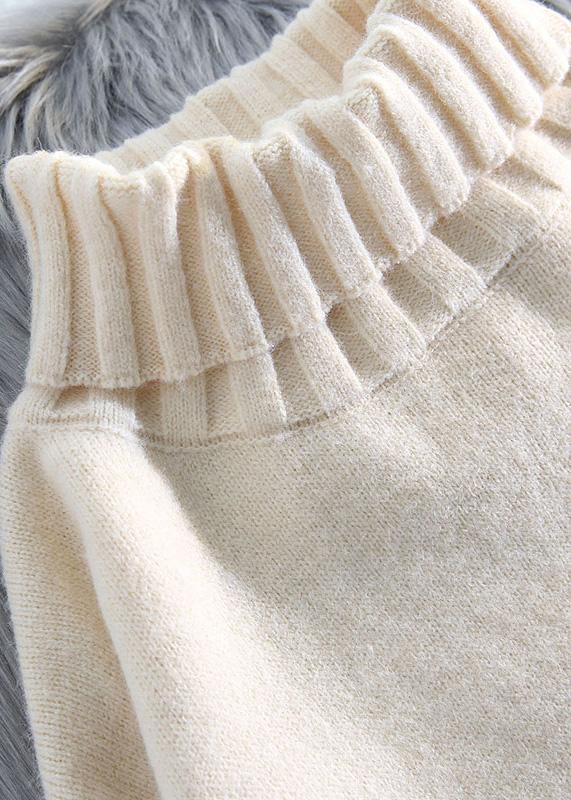 Simple beige Sweater dress outfit Refashion spring Largo high neck sweater dress - bagstylebliss