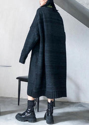 Simple big pockets Sweater fall dress DIY black Tejidos knitted dress - bagstylebliss