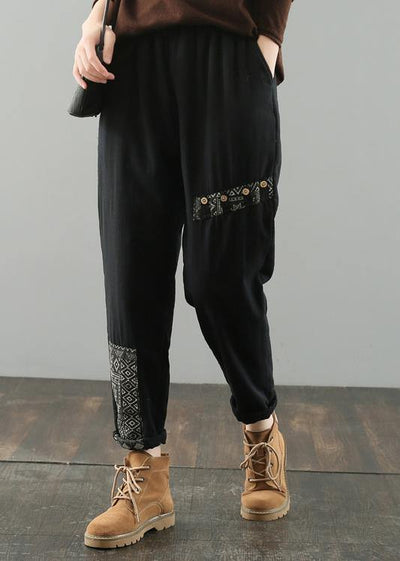 Simple black pants oversized elastic waist patchwork Wardrobes wild pants - bagstylebliss