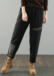 Simple black pants oversized elastic waist patchwork Wardrobes wild pants - bagstylebliss