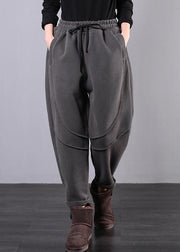Simple gray women pants plus size clothing elastic waist drawstring Photography trousers - bagstylebliss