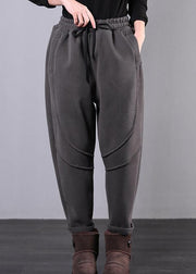 Simple gray women pants plus size clothing elastic waist drawstring Photography trousers - bagstylebliss