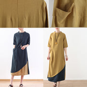 Simple green linen cotton clothes For Women Vintage Tutorials patchwork A Line summer Dress