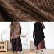 Simple high neck asymmetric cotton tops women khaki tops - bagstylebliss