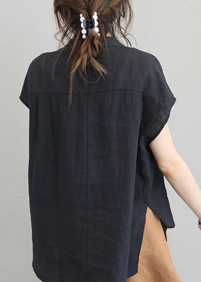 Simple low high design linen Tunic Wardrobes black top summer - bagstylebliss