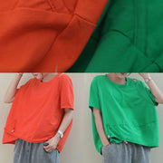 Simple o neck baggy cotton Blouse design orange blouse - bagstylebliss