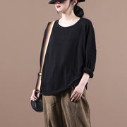 Simple o neck baggy fall clothes For Women Christmas Gifts black shirts - bagstylebliss