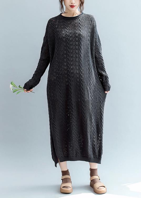 Simple o neck hollow out Sweater weather Design black Tejidos knitwear - bagstylebliss