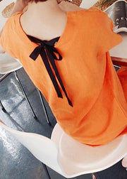 Simple o neck side open Cotton Wardrobes Photography orange Dress - bagstylebliss