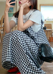 Simple plaid cotton clothes For Women Spaghetti Strap Maxi summer Dress - bagstylebliss