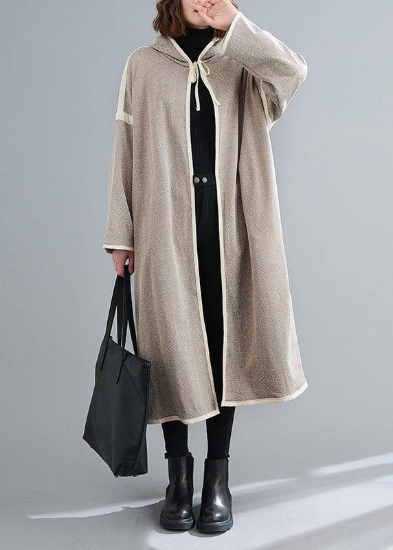 Simple striped  tunic coats Outfits hooded patchwork coat - bagstylebliss