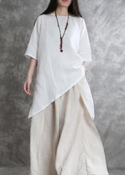 Simple two-piece female summer loose loose white shirt wide-leg pants - bagstylebliss