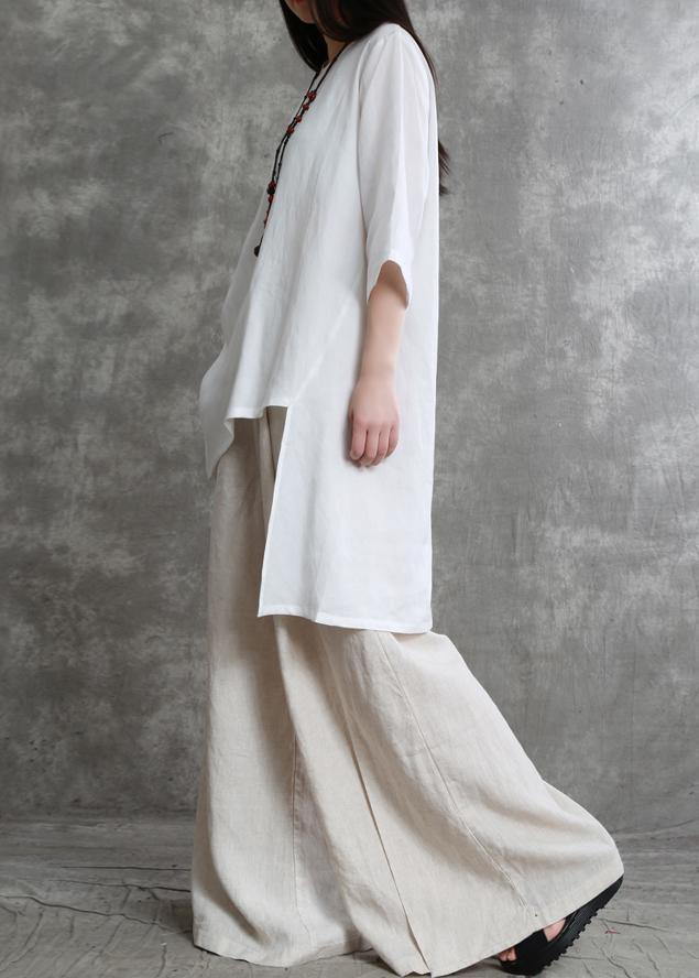 Simple two-piece female summer loose loose white shirt wide-leg pants - bagstylebliss