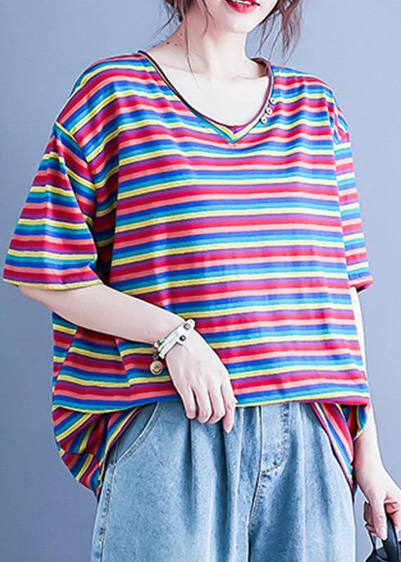 Simple v neck baggy shirts Wardrobes striped blouse - bagstylebliss