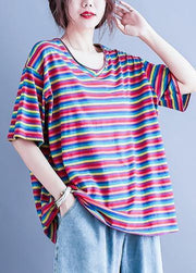 Simple v neck baggy shirts Wardrobes striped blouse - bagstylebliss