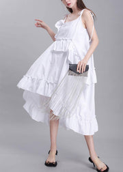 Simple white Cotton dress sleeveless daily summer Dresses - bagstylebliss