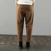 Simple women trousers Thin chocolate Fabrics pockets harem pants wild pants - bagstylebliss