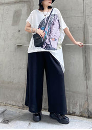 Slim summer large size casual fashion printed T-shirt + wide-leg pants two-piece suit - bagstylebliss