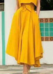 Solid Color High Waist Belted Side Zipper Irregular Hem Casual Skirts - bagstylebliss