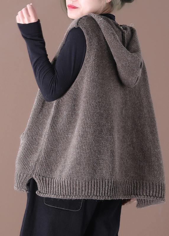 Spring 2021 New Korean Version Of Loose Large Size Literary Hooded Wild Knit Waistcoat Sweater Coat Female - bagstylebliss
