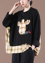 Spring Black Patchwork Sweatshirt Streetwear - bagstylebliss