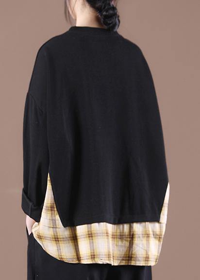 Spring Black Patchwork Sweatshirt Streetwear - bagstylebliss