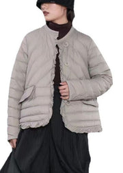 Street Khaki Casual Button Ruffled Winter Down Jacket