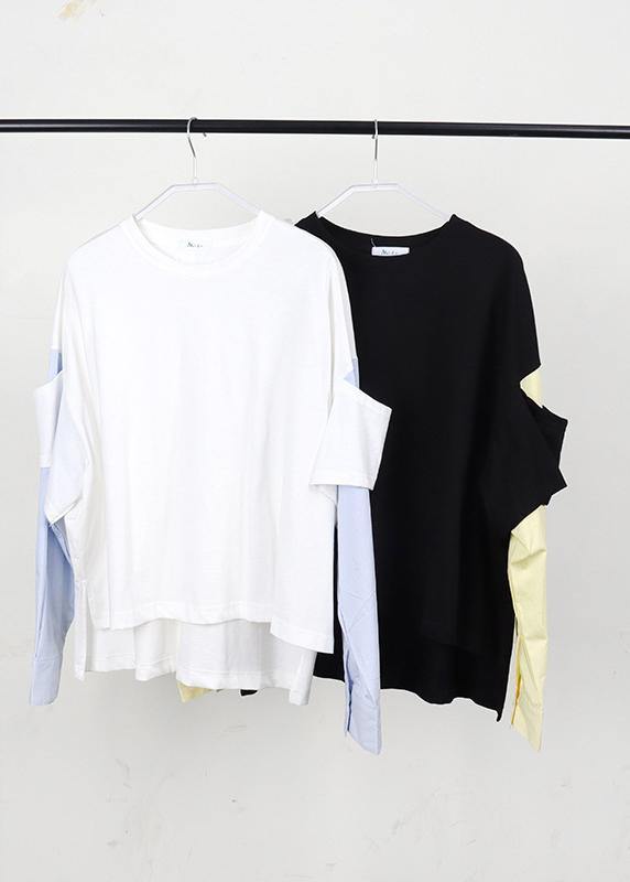 Street White Patchwork O-Neck Sweatshirt - bagstylebliss