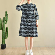 Style Black Print Chiffon Button Summer Dresses - bagstylebliss