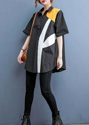Style Black Print Peter Pan Collar Cotton Top Summer - bagstylebliss