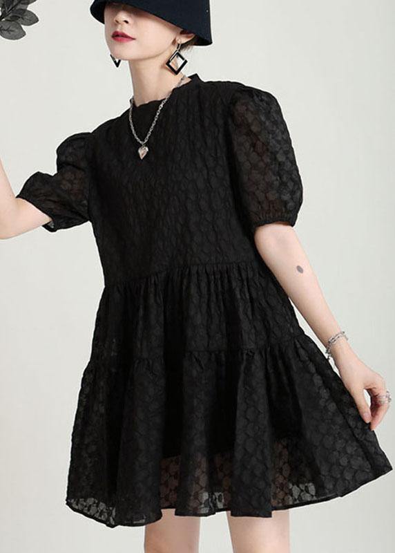 Style Black Puff Sleeve Patchwork Summer A Line Dresses - bagstylebliss